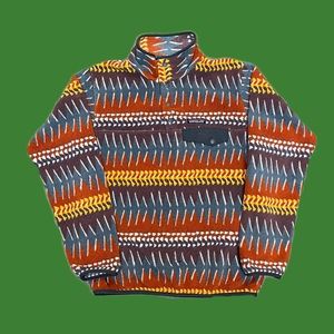 Patagonia Synchilla Laughing Waters Dark Ruby Red Purple Yellow Blue White Small